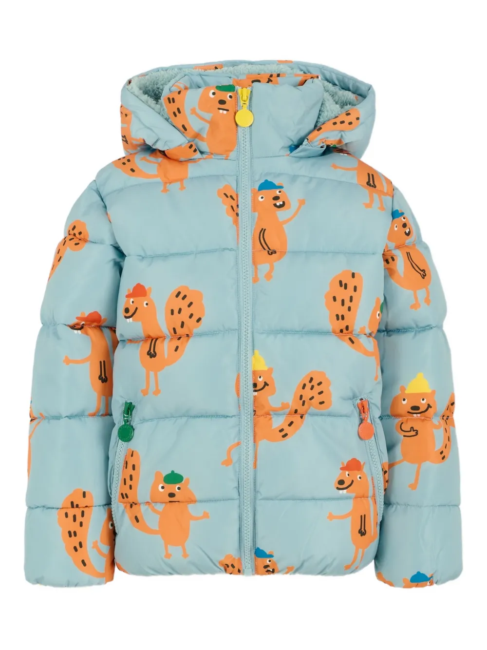 

Пуховик с принтом белки Stella McCartney Kids, синий