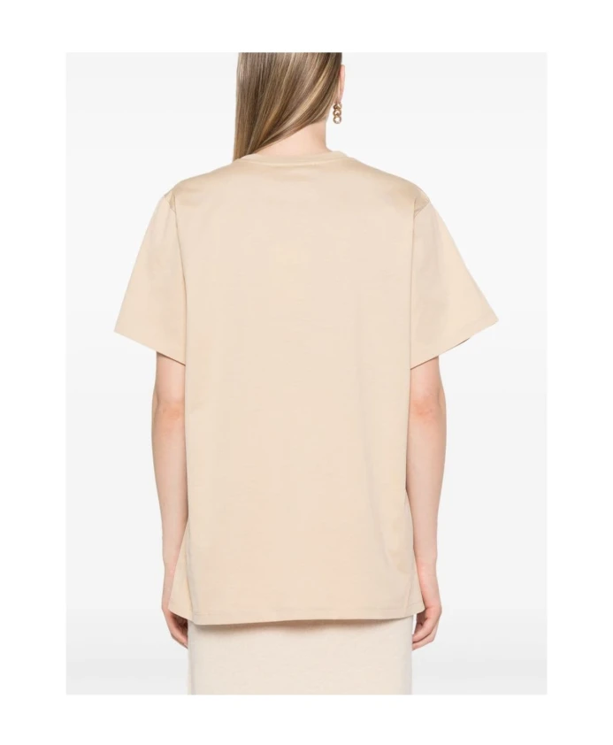 Коричневая хлопковая футболка с коротким рукавом Max Mara, коричневый — фото 4