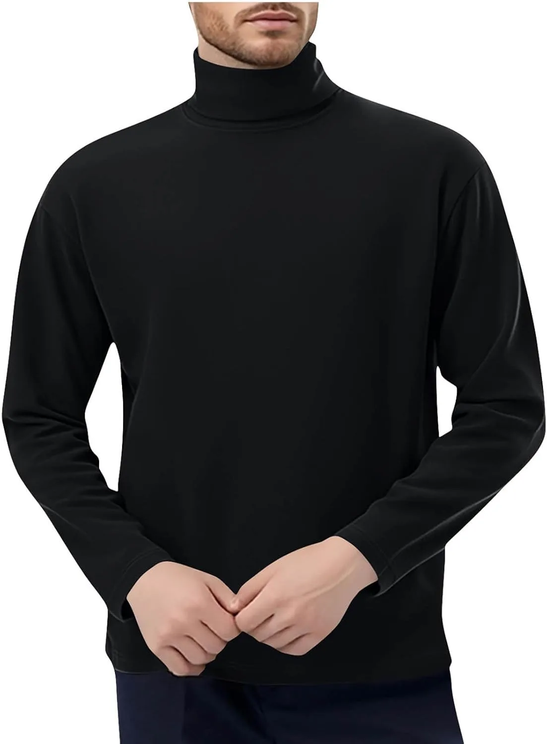 

Мужская водолазка с длинным рукавом, однотонная, средняя плотность