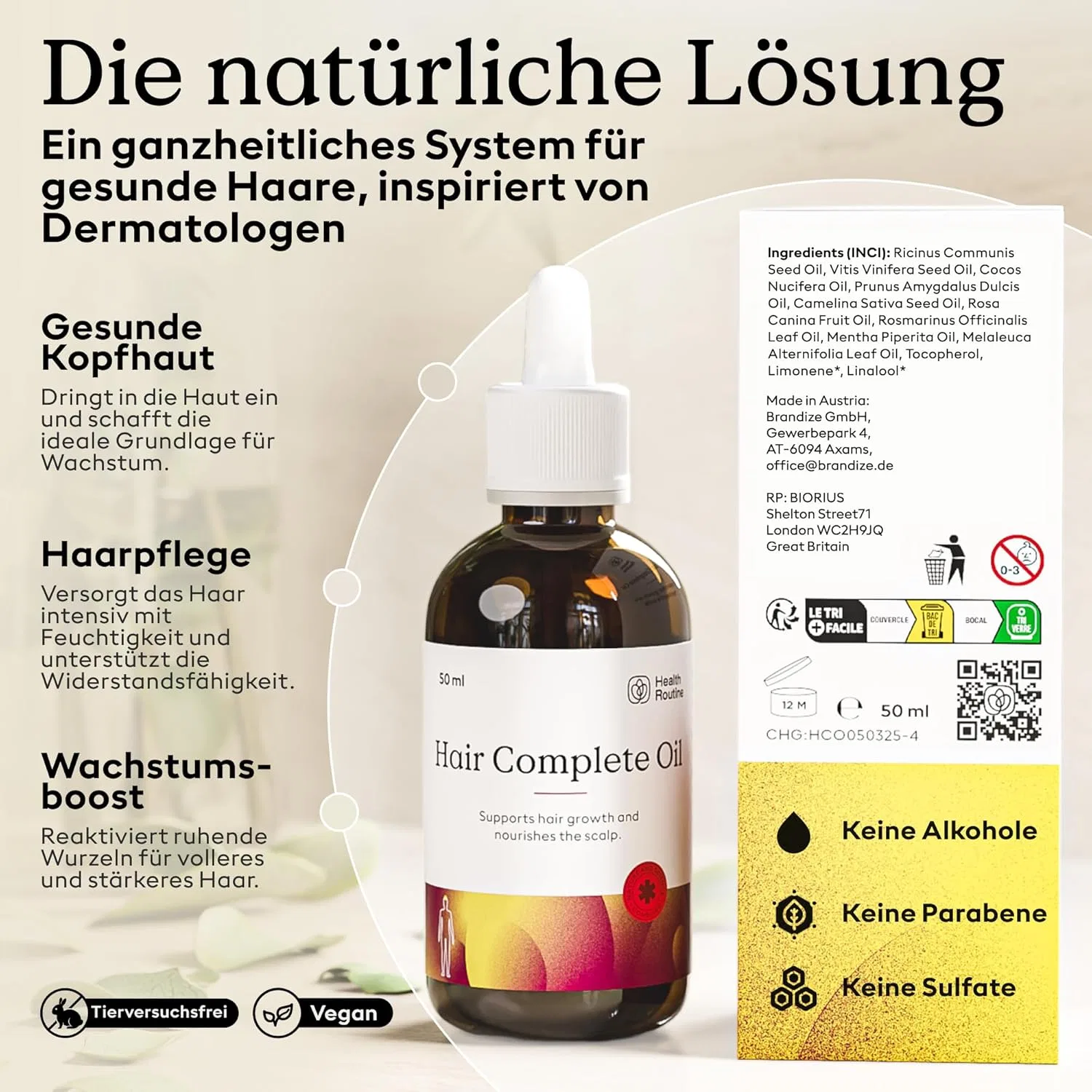 Масло для волос «Hair Complete Oil» с касторовым и розмариновым маслом от Health Routine Healthroutine, Pack Of 1 — фото 4