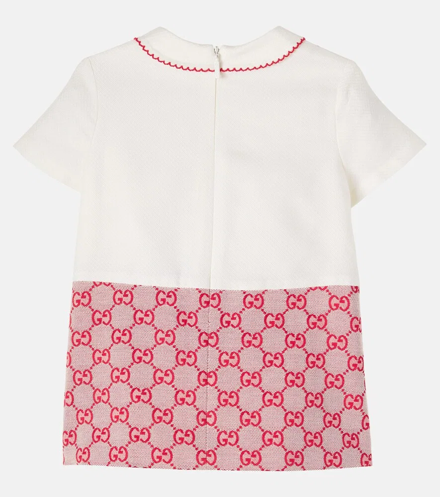 Платье Baby GG из канваса с плиссировкой Gucci Kids, белый — фото 2