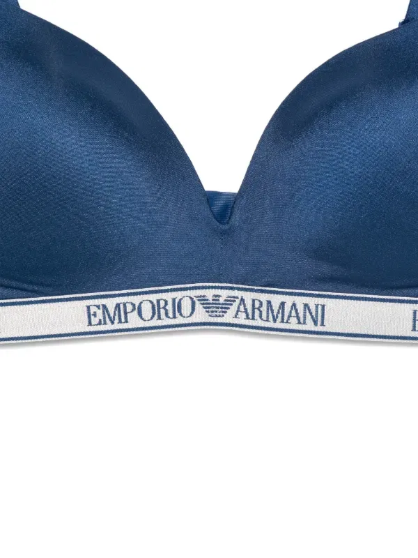 Треугольный бюстгальтер с логотипом Emporio Armani, синий — фото 3