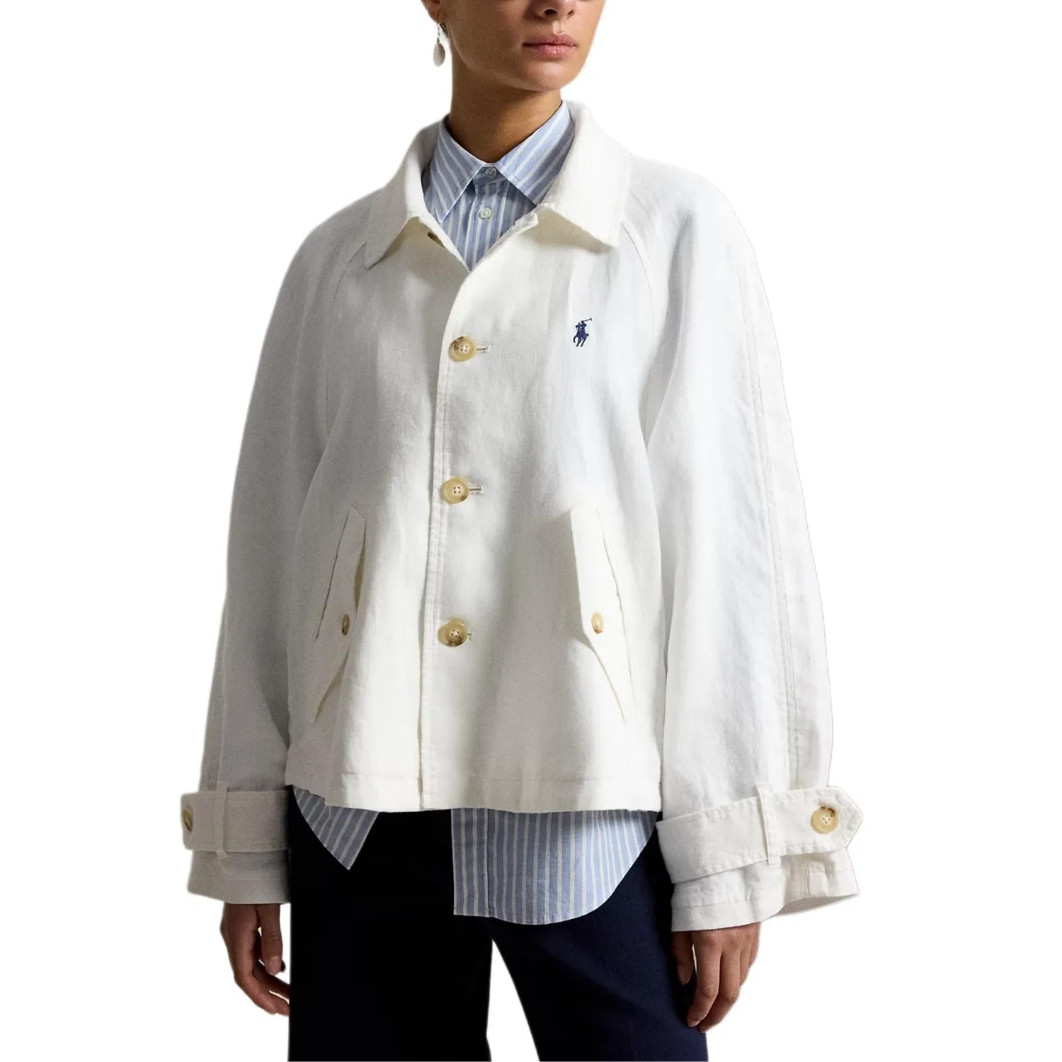 Пальто свободного кроя Polo Ralph Lauren белое — фото 3