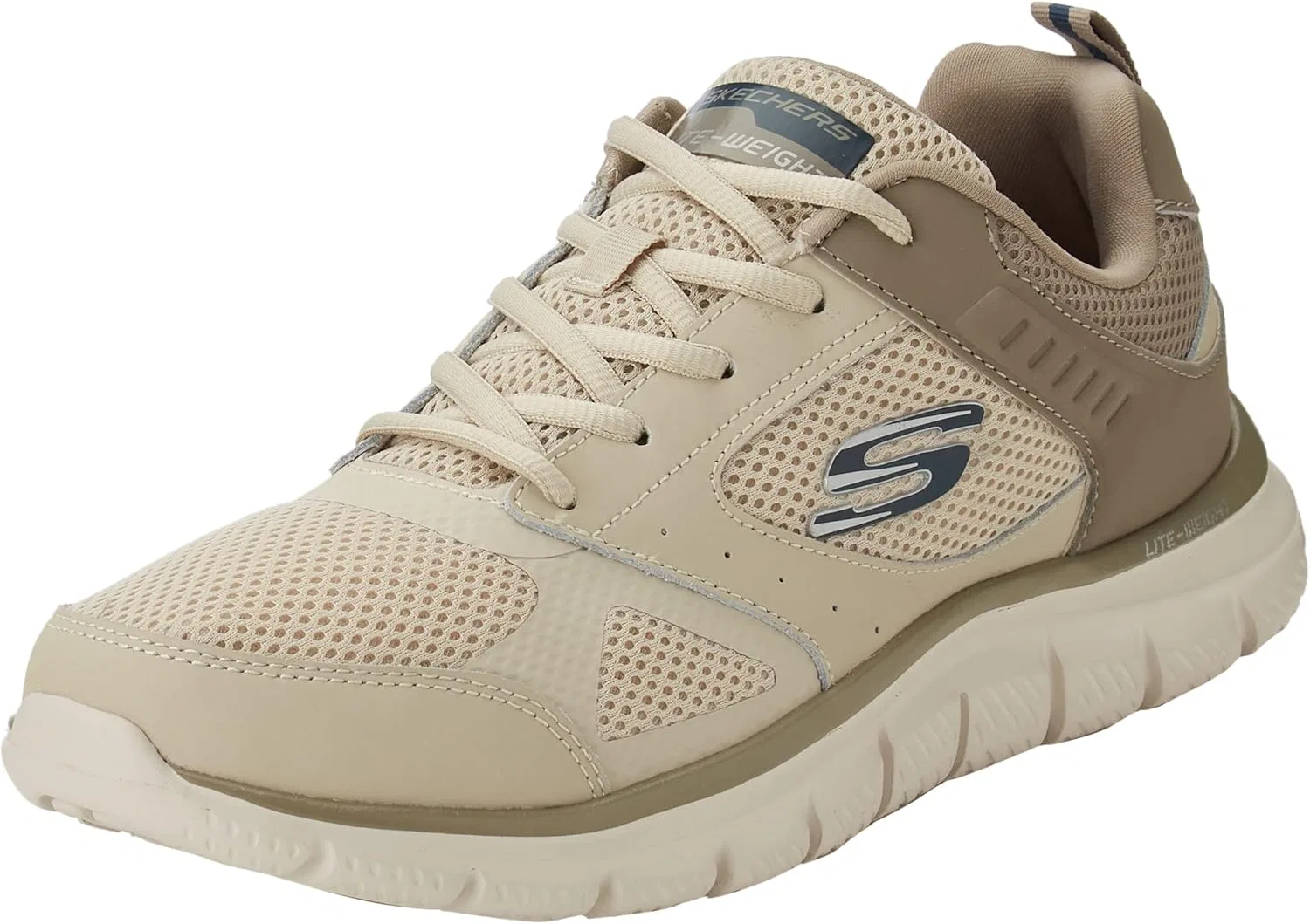 Мужские спортивные кроссовки Skechers Track Syntac, Taupe Leather Mesh Trim