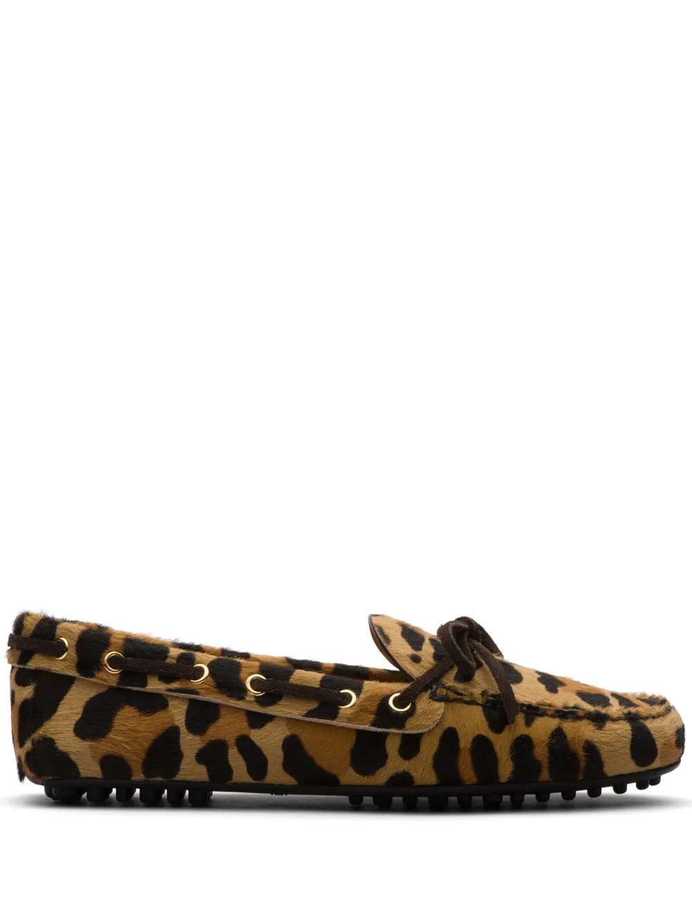 Фактурные лоферы с принтом Animalier Car Shoe, коричневый