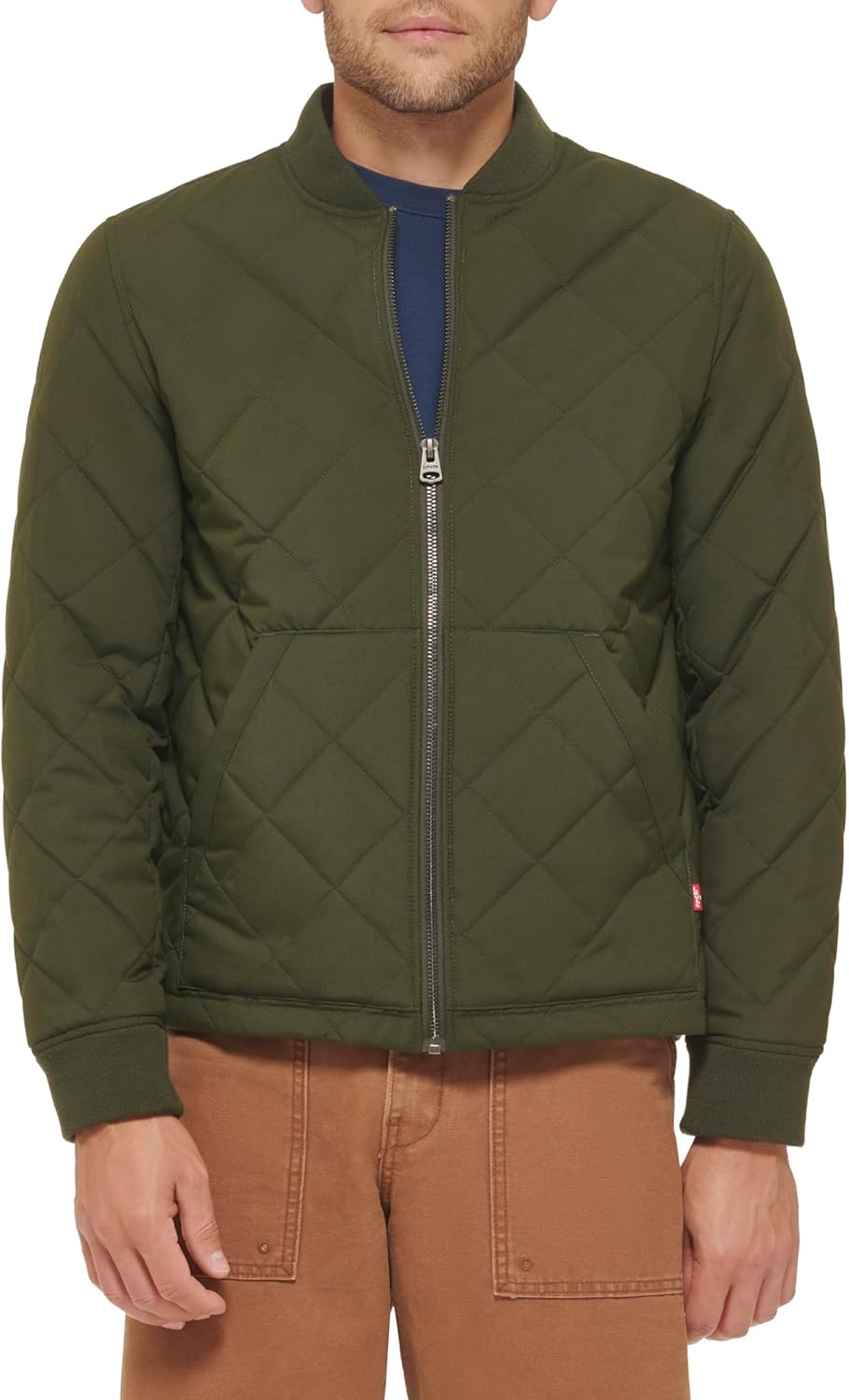 

Мужская стеганая куртка-бомбер Levi's с открытым низом, Military Army Green