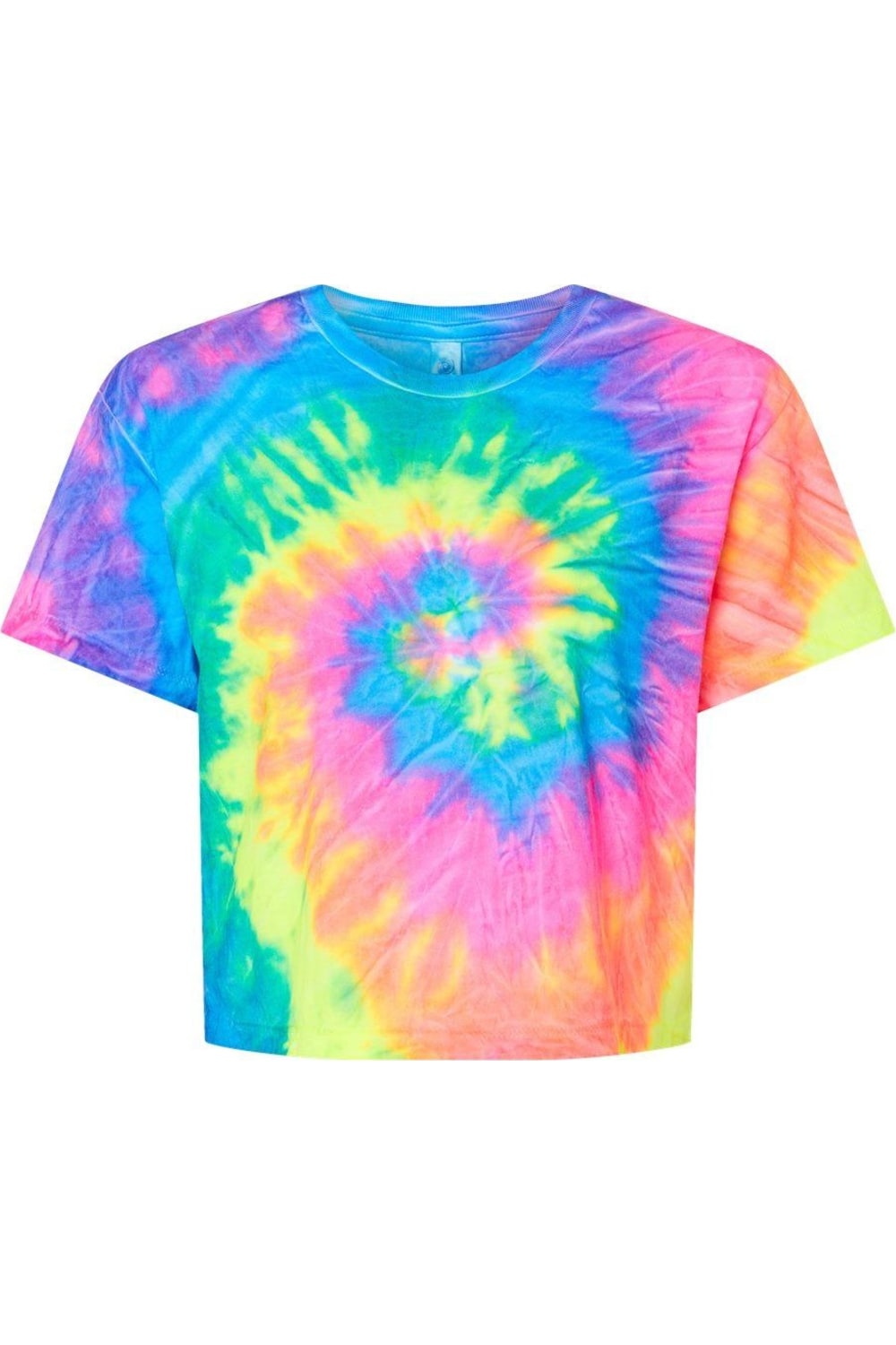 

Женская укороченная футболка Colortone Tie-Dyed, цвет neon rainbow