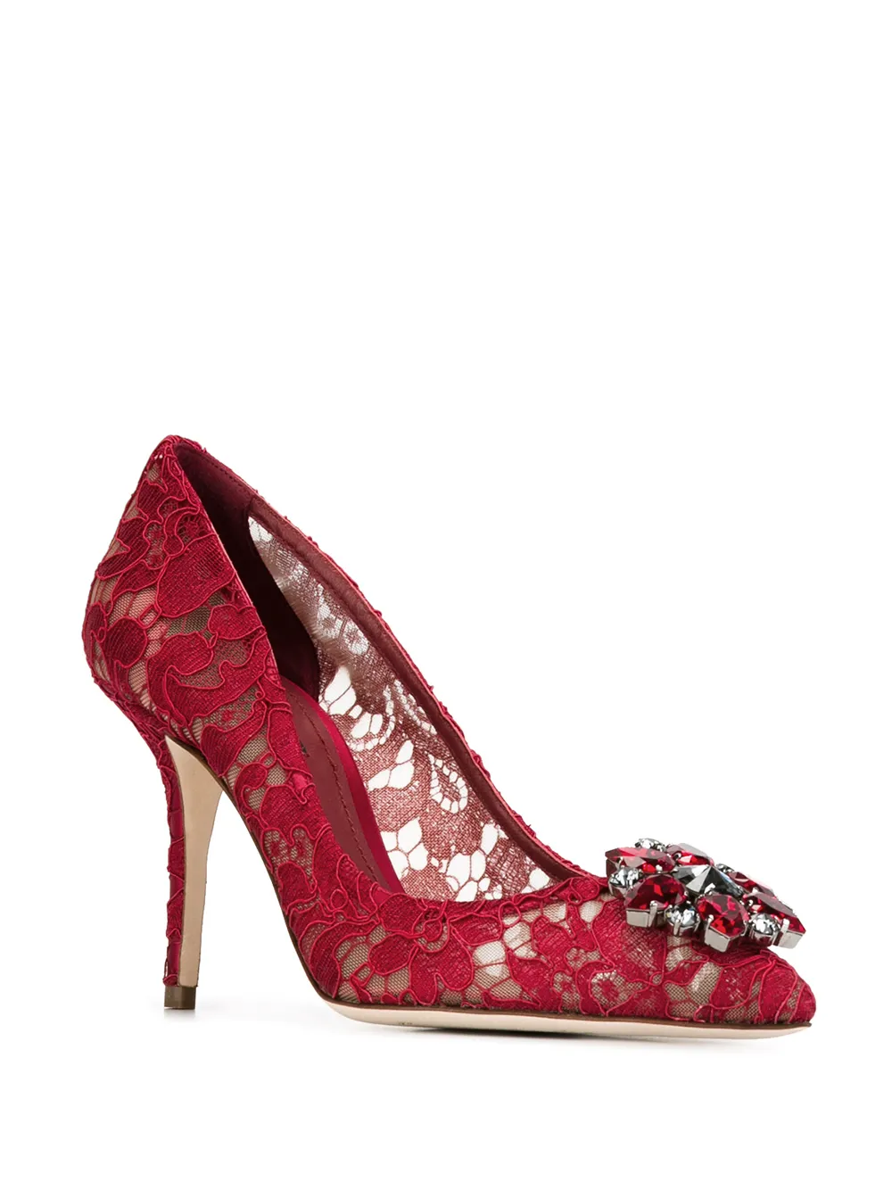 Декорированные кружевные туфли DOLCE & GABBANA, красный — фото 2