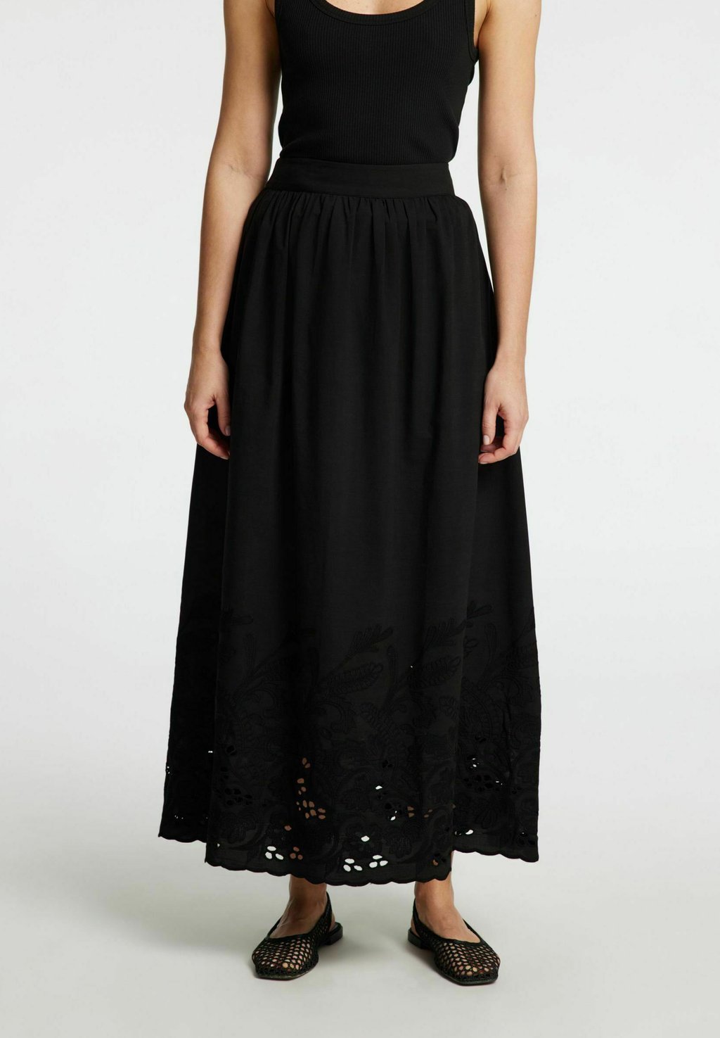 

Юбка макси BRODERIE ANGLAISE Selected Femme, черный