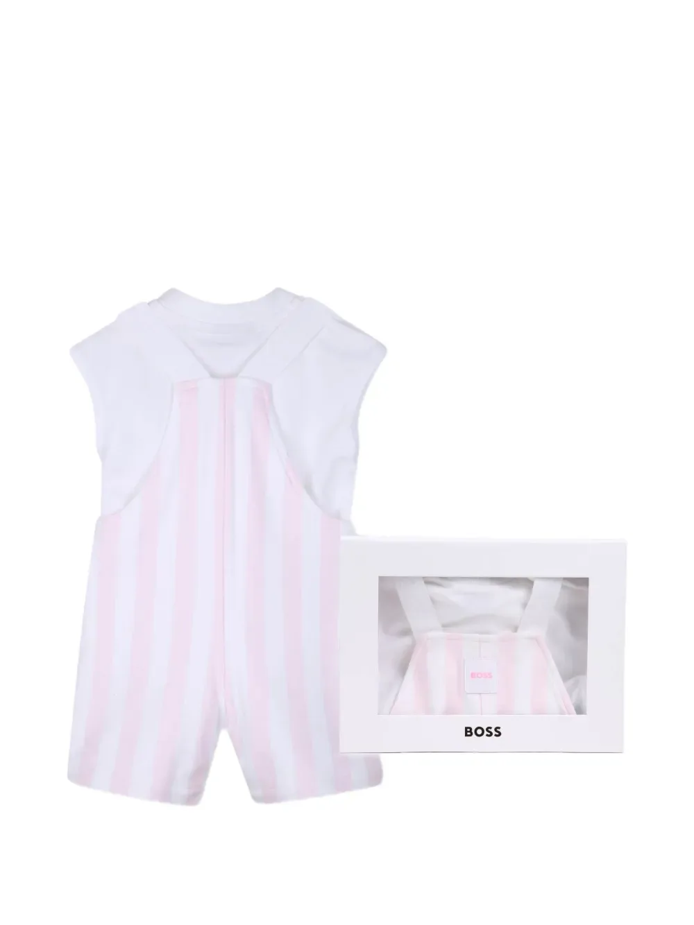 Комплект из комбинезона и шапки с нагрудником BOSS Kidswear, белый — фото 2