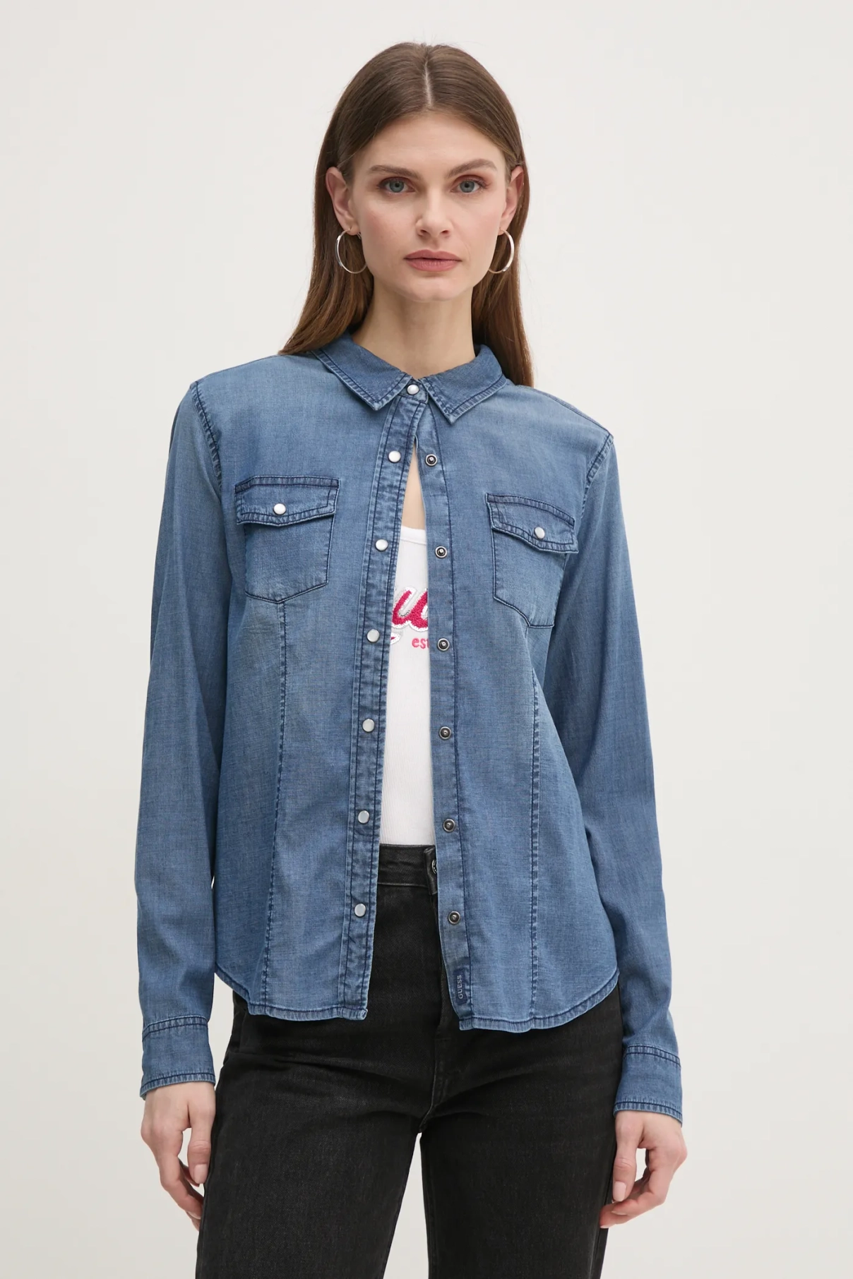 

Джинсовая рубашка Guess, синий
