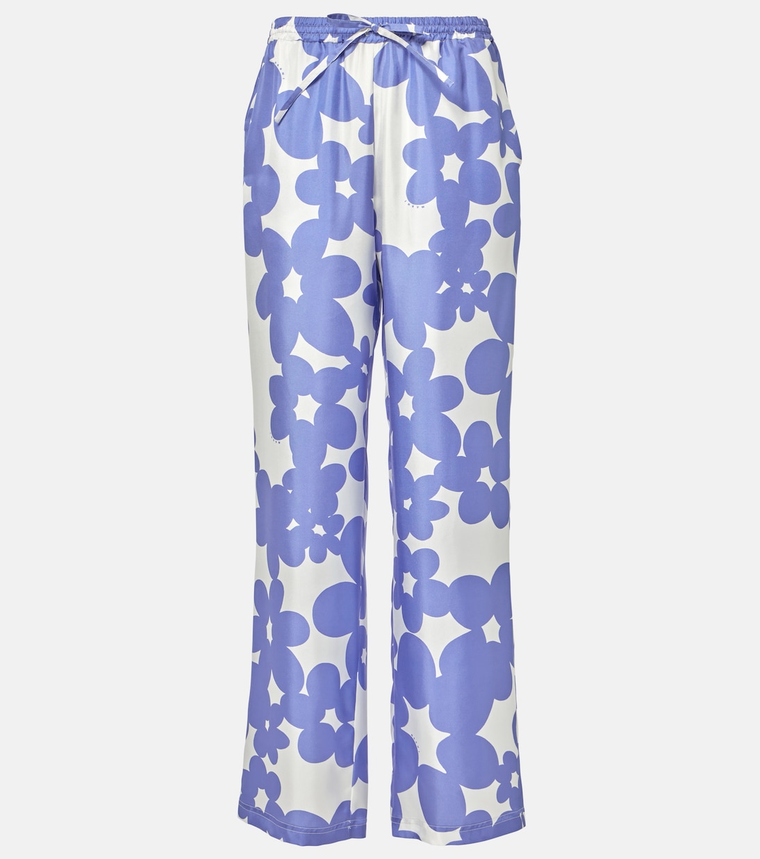 

Широкие брюки из шелка с цветочным принтом Marni, Blue Lilac