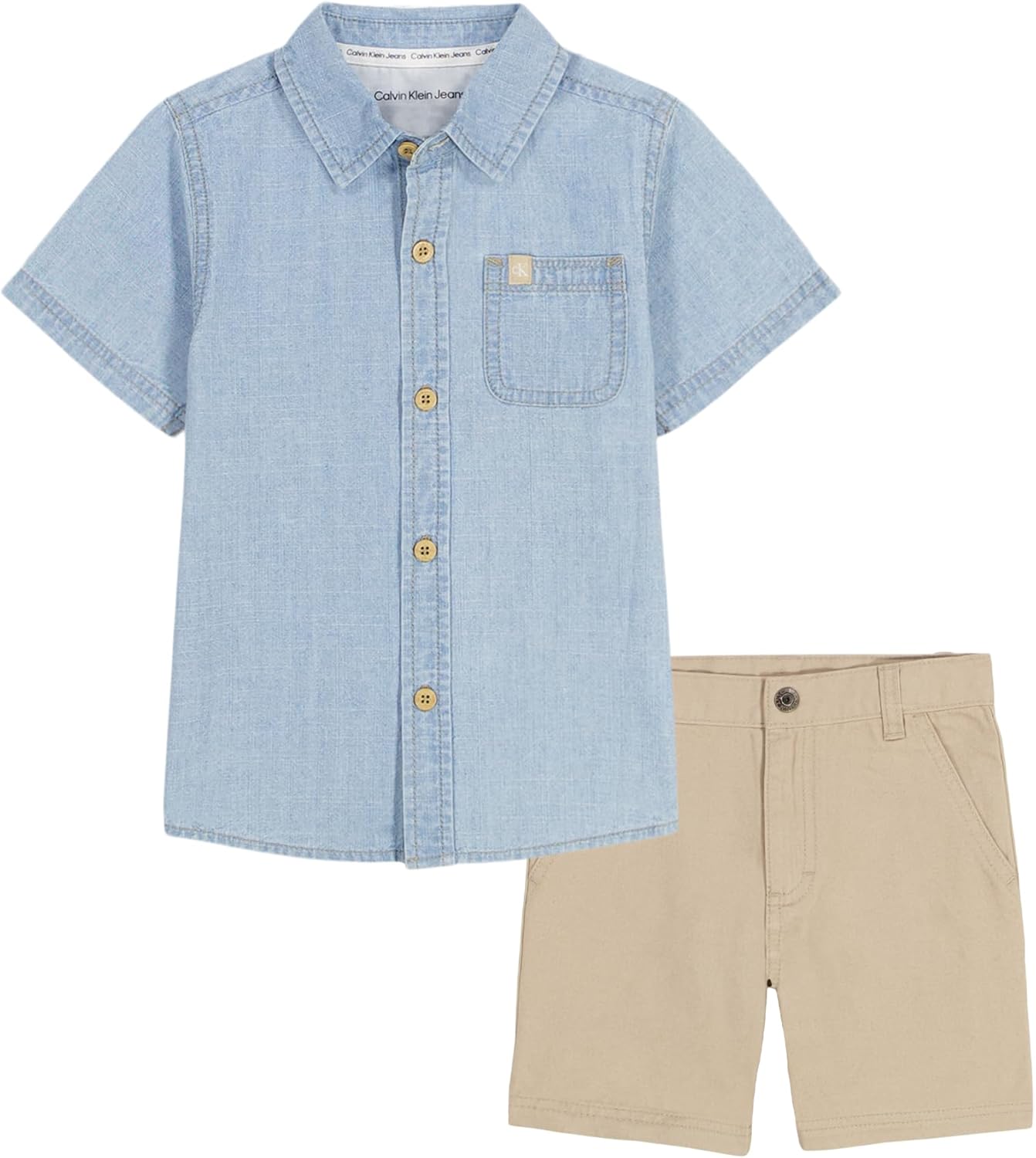 

Комплект из двух рубашек и шорт Calvin Klein для мальчиков, Lt Blue Denim/Crockery