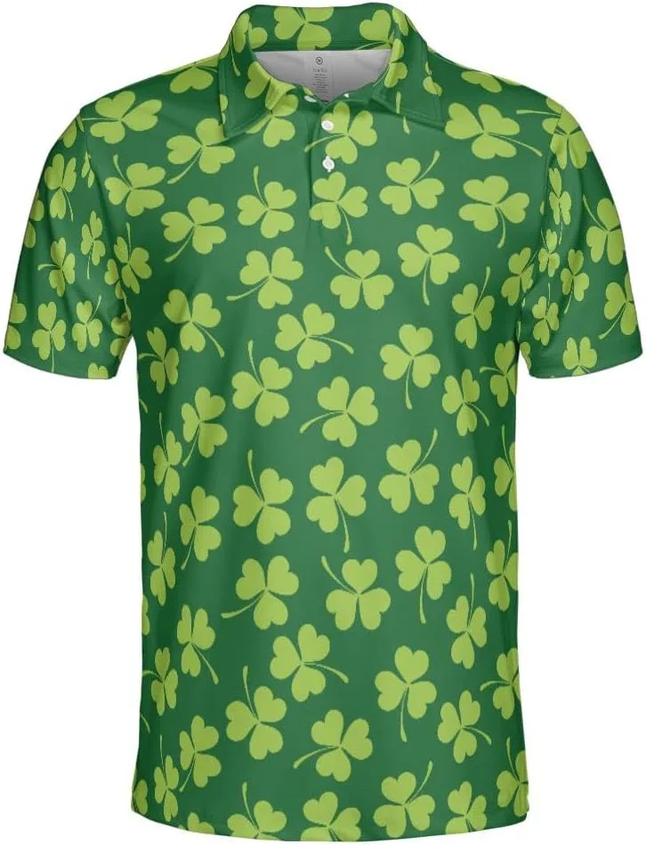 

Футболка-поло St Patricks Day для мужчин с клевером, влагоотводящая GyftWear