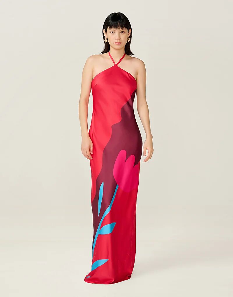 

Платье макси с халтер-воротом Omnes Dresses andy с многоцветным коллажным принтом