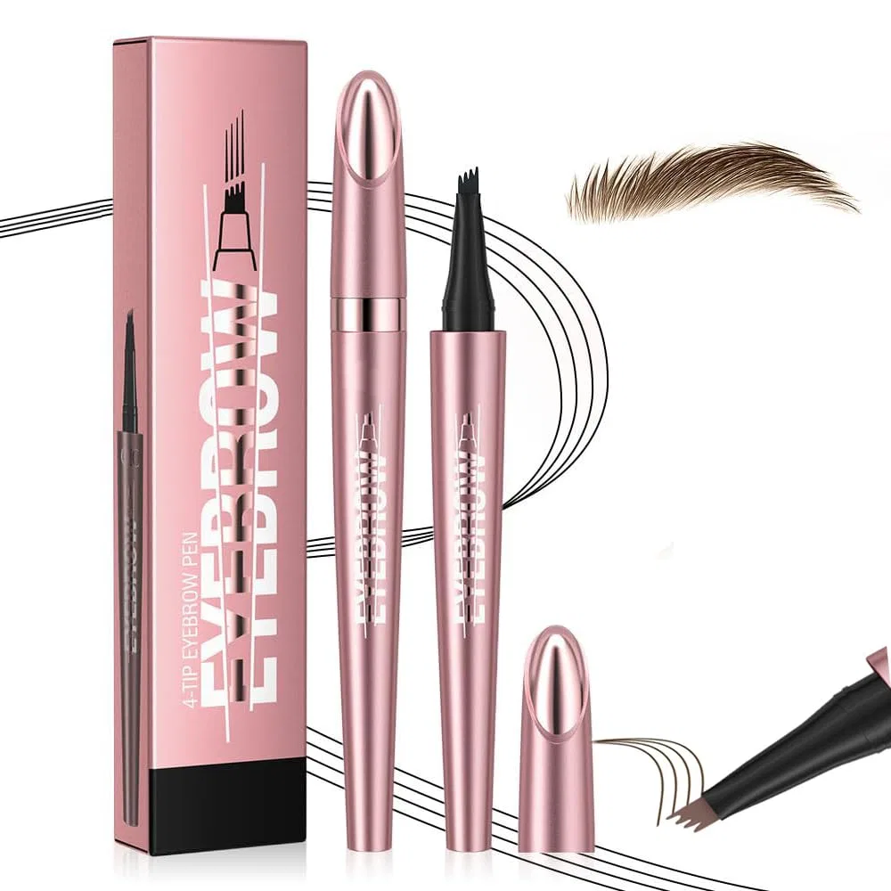 Водостойкий карандаш для бровей 3D Microblading с 4-зубцовым аппликатором, темно-коричневый Generisch, 2#-Dark Brown