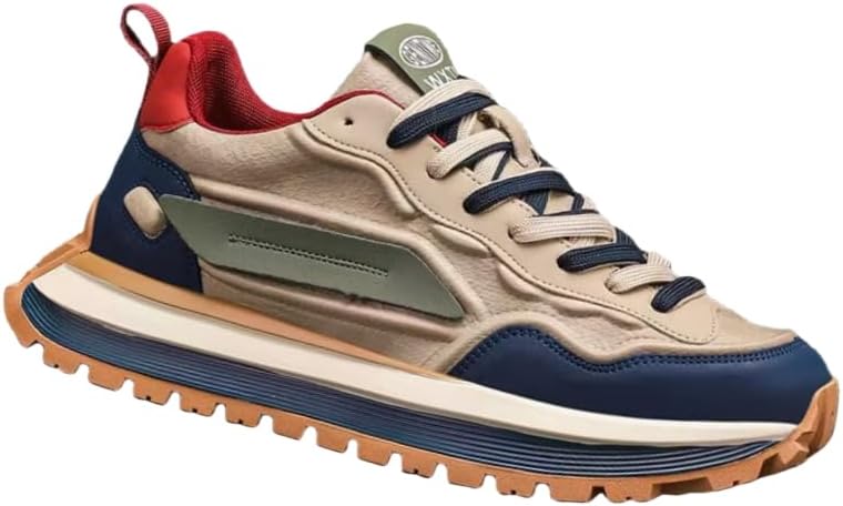 

Мужские модные спортивные кроссовки - низкие, с толстой подошвой, на шнуровке, с ПВХ подошвой и верхом из ПУ. Подходят для повседневного использования или работы Hoalox, коричневый