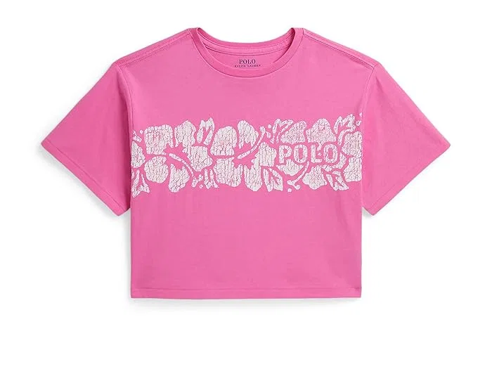 Футболка с принтом хлопковая Boxy Tee Polo Ralph Lauren Kids, Signal Yellow