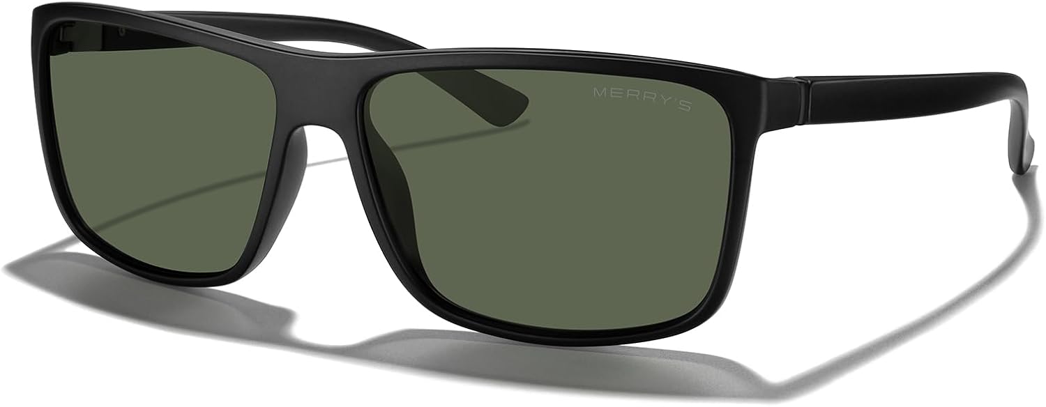 

Прямоугольные поляризованные спортивные солнцезащитные очки MERRY'S для мужчин и женщин, для езды на велосипеде, вождения, рыбалки, с защитой UV400, модель S8225, Matte Black Frame/Black Metal/G15 Lens