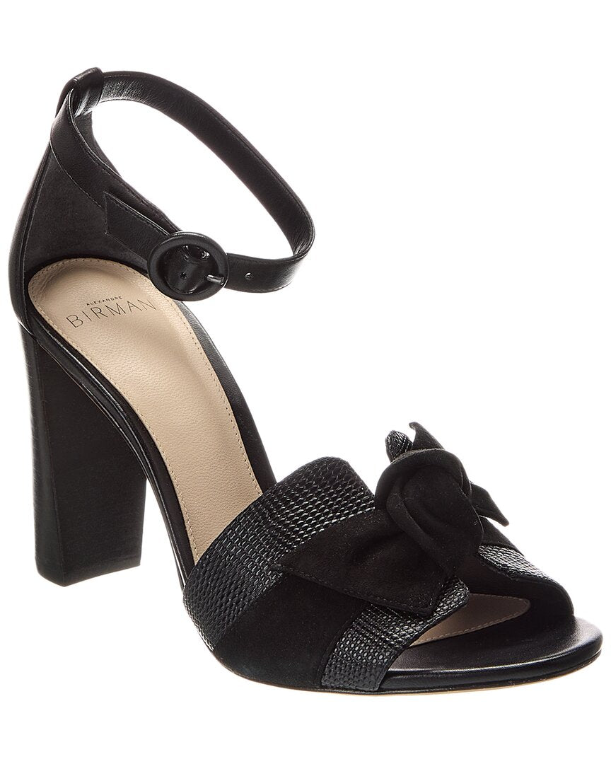Александр Бирман Maxi Clarita Block 90 Тисненая кожа и замша Сандалии Alexandre Birman, черный