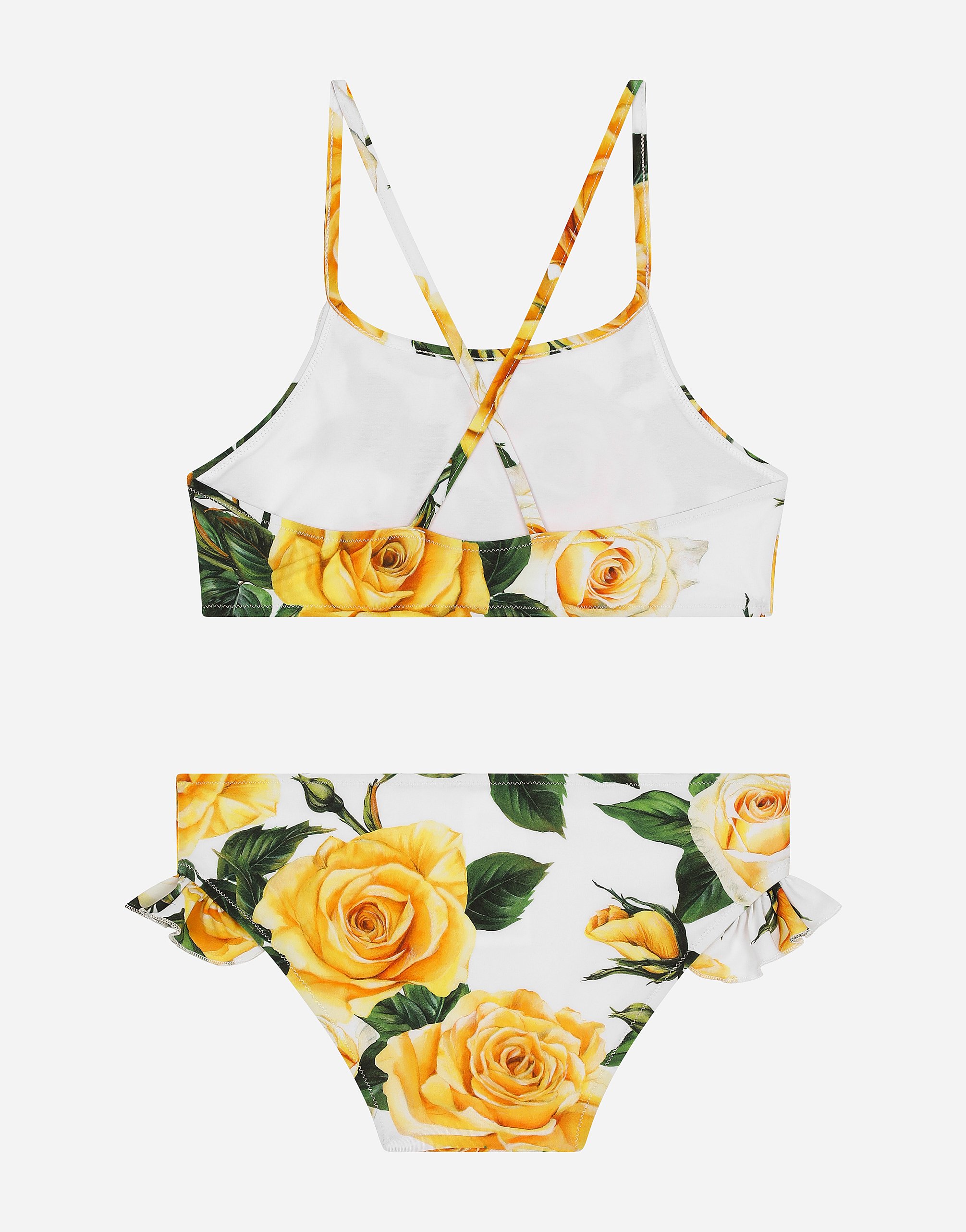 Купальник из спандекса, раздельный, с принтом желтых роз Dolce & Gabbana, принт — фото 2