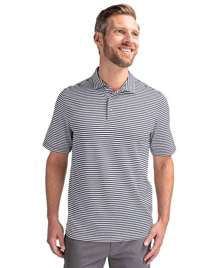 

Рубашка поло Big & Tall Virtue Eco Pique Stripe из переработанного материала Cutter & Buck, синий