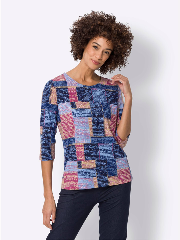 

Рубашка с рукавами 3/4 королевского синего цвета с меланжевым принтом Sieh an!