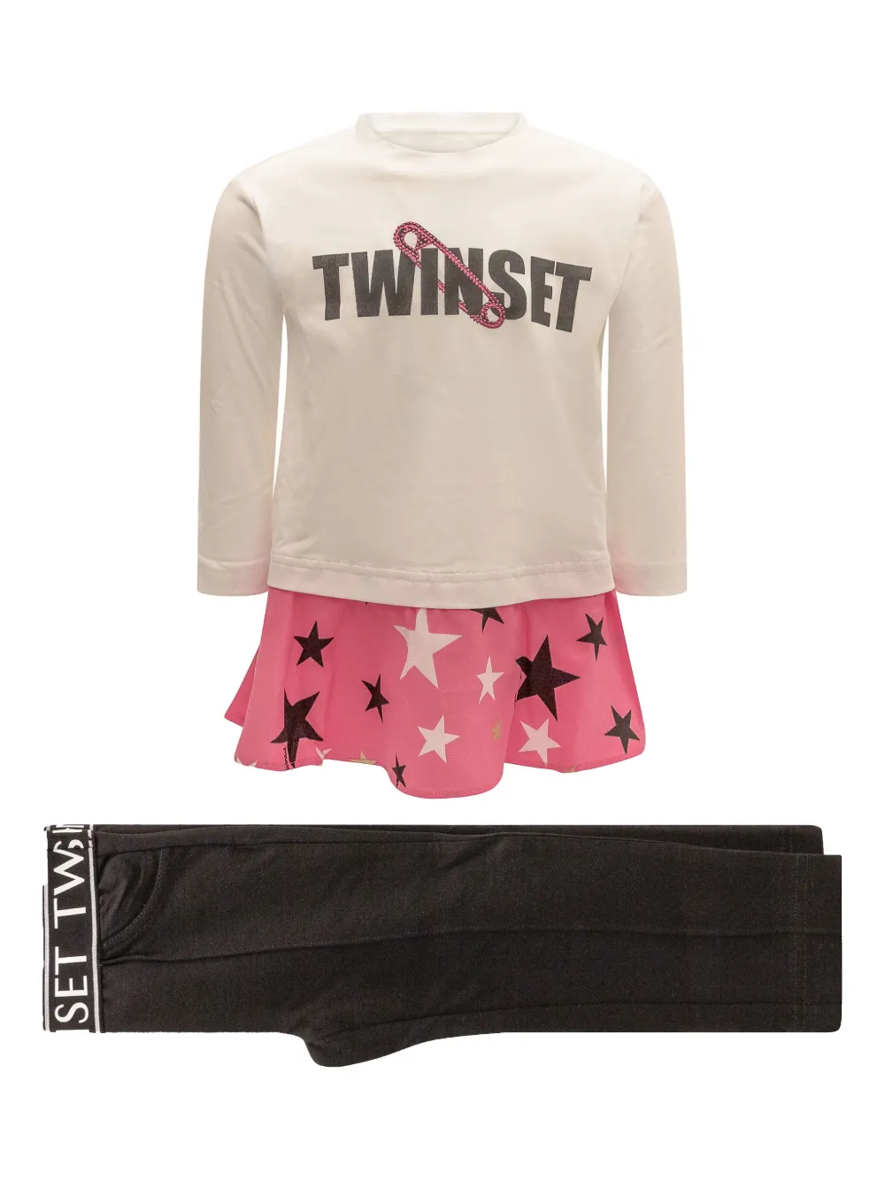 

Комплект из топа и брюк с принтом TWINSET Kids, белый