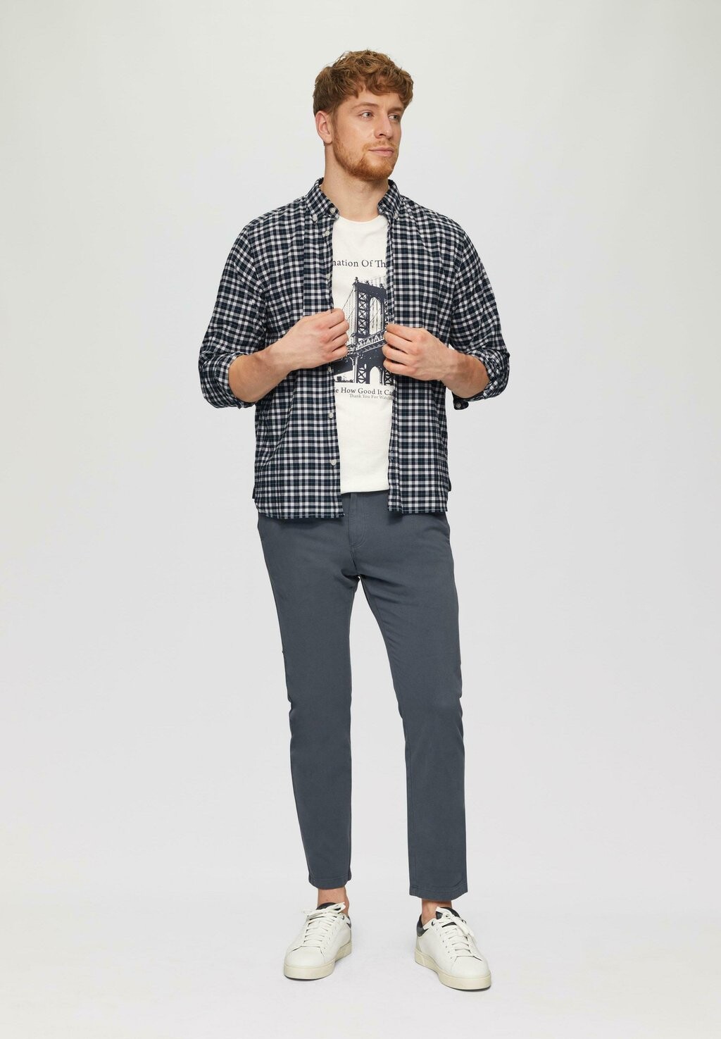 

Рубашка REGULAR FIT KARIERTES MIT BUTTON-DOWN-KRAGEN s.Oliver, белый