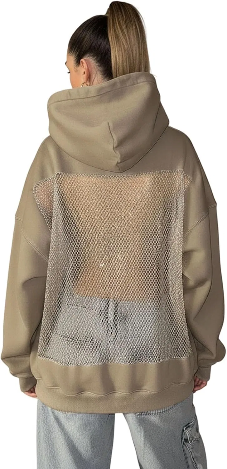 Худи женское оверсайз с сетчатой спинкой, Light Yellow