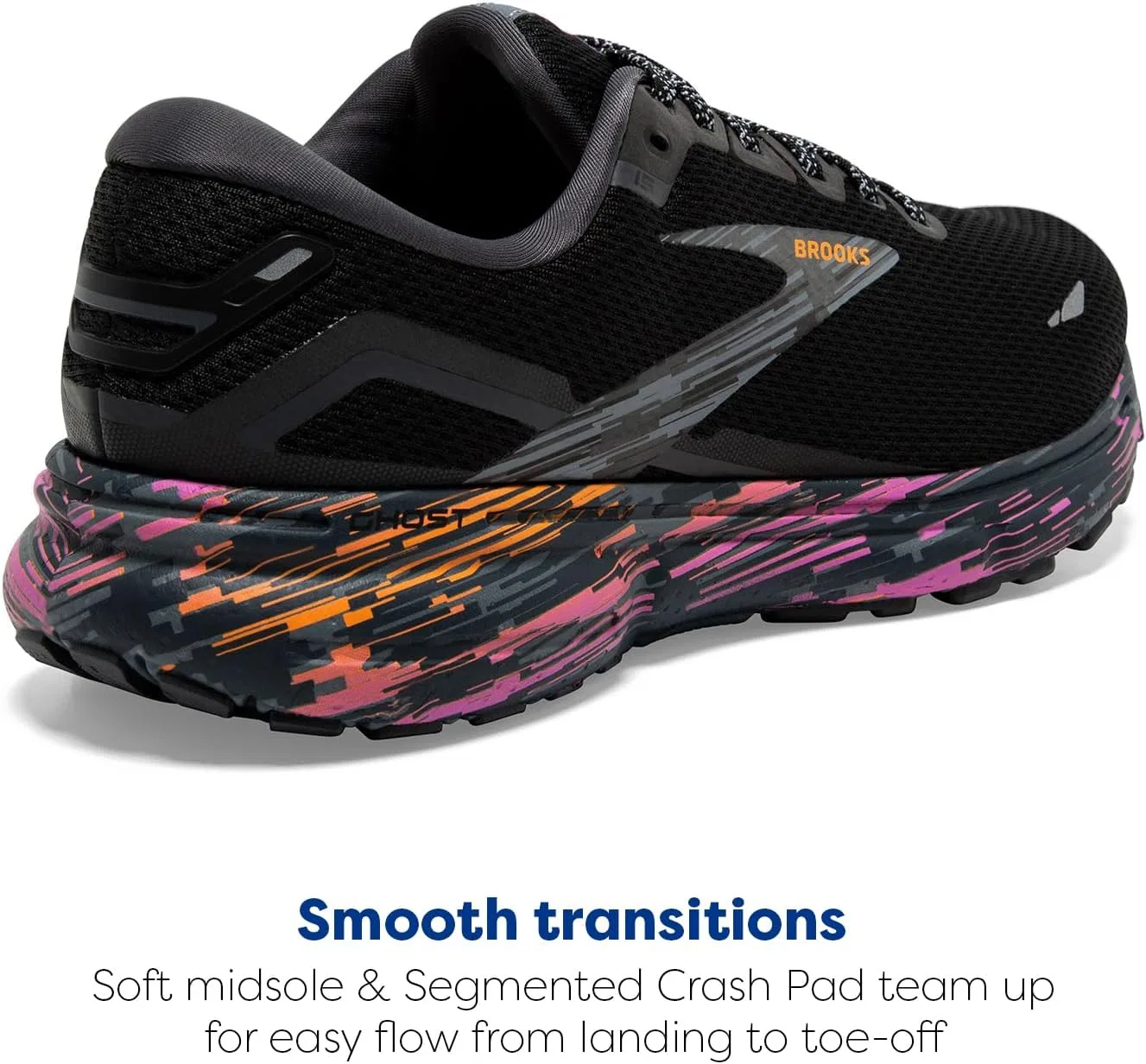 Мужские беговые кроссовки Brooks Ghost 15 нейтрального цвета, Black/Ebony/Nightlife — фото 3