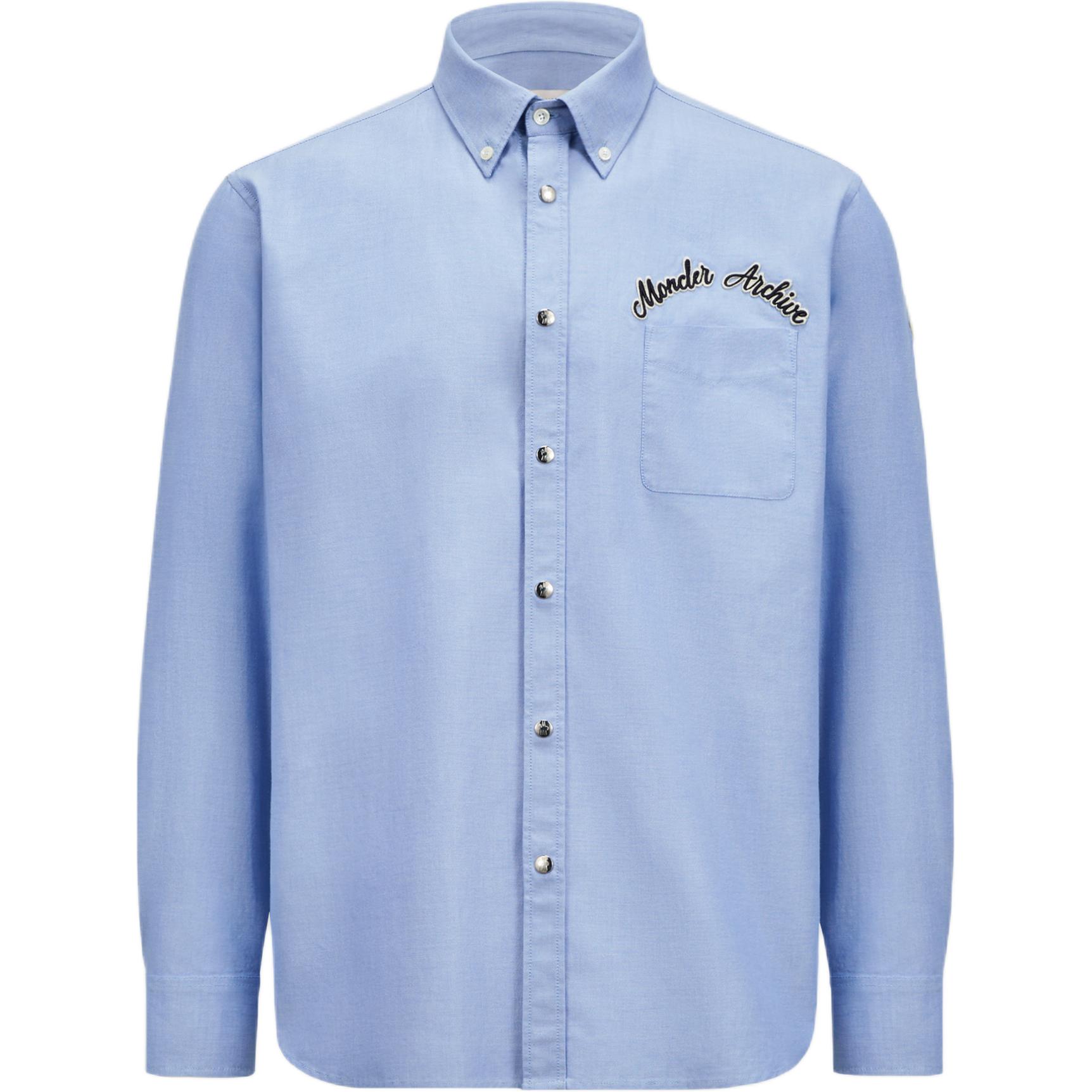 

Рубашка Oxford с вышитым логотипом Moncler, светло-синий