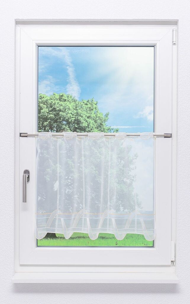 

Панельная штора из плауэнского кружева - волны (Ш х В) 65,60см*30см желтый/светло-желтый Plauener Spitze