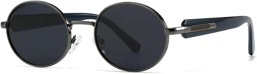 

Солнцезащитные очки для мужчин и женщин - защита UV400 - круглые, в стиле панк, с разноцветными линзами цвета синего чая, для занятий спортом на открытом воздухе и вождения DSVIGF, Gun Gray