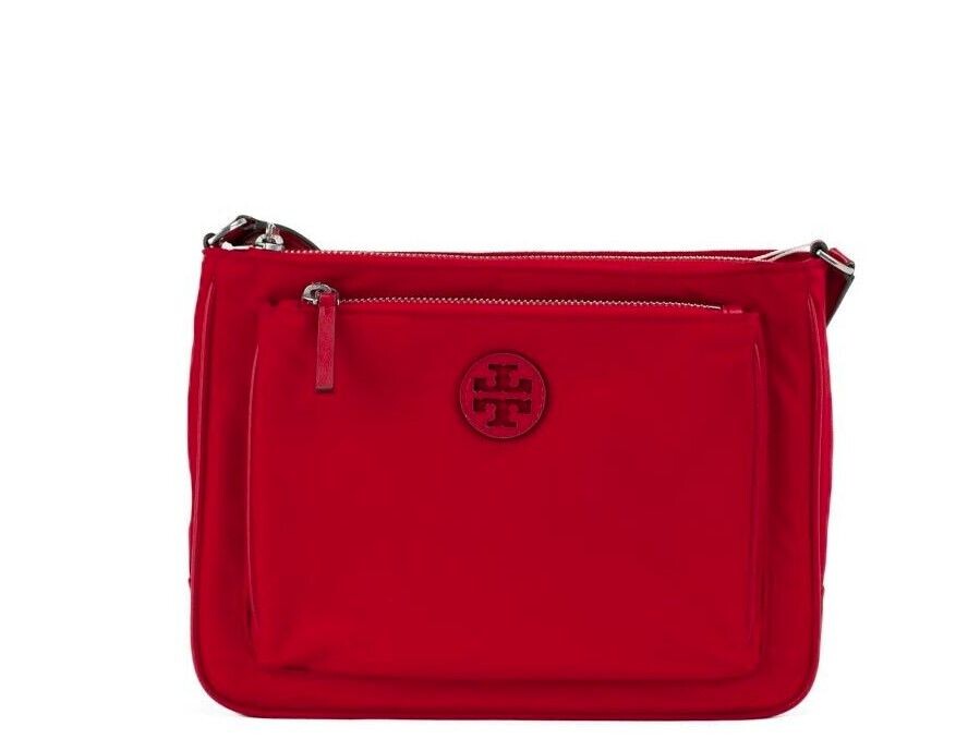 

Маленькая ярко-красная нейлоновая сумка-переноска Swingpack Crossbody Tory Burch