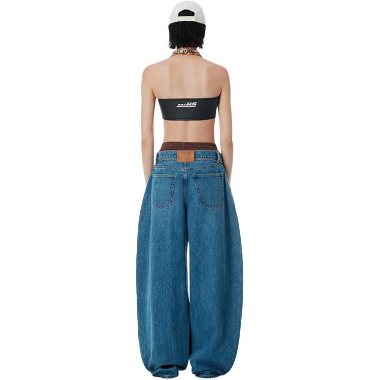 Джинсы с плиссировкой и массивной цепью Alexander Wang, темно-синий — фото 4