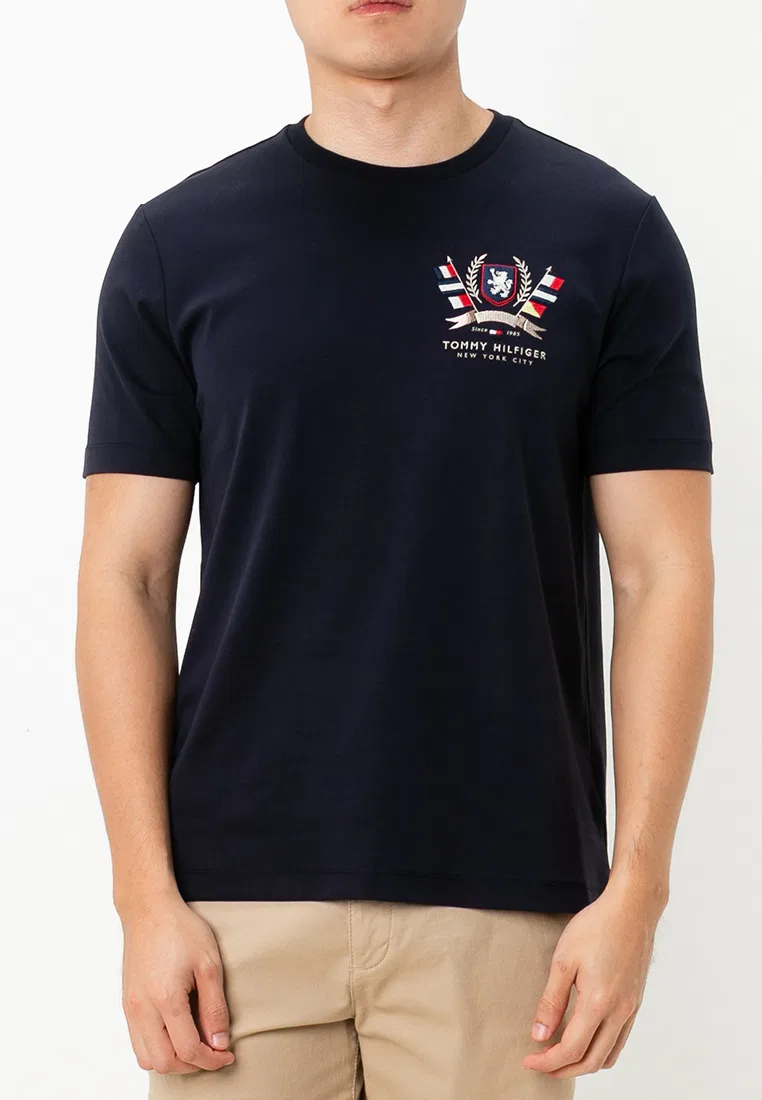 Футболка, с коротким рукавом, Crest Interlock, Tommy Hilfiger, темно-синий