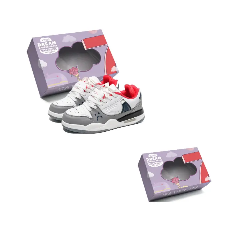 

7 SEVFUN Износостойкие и легкие низкие скейтерские кроссовки унисекс в коробке бело-сине-красные, цвет White Blue Red