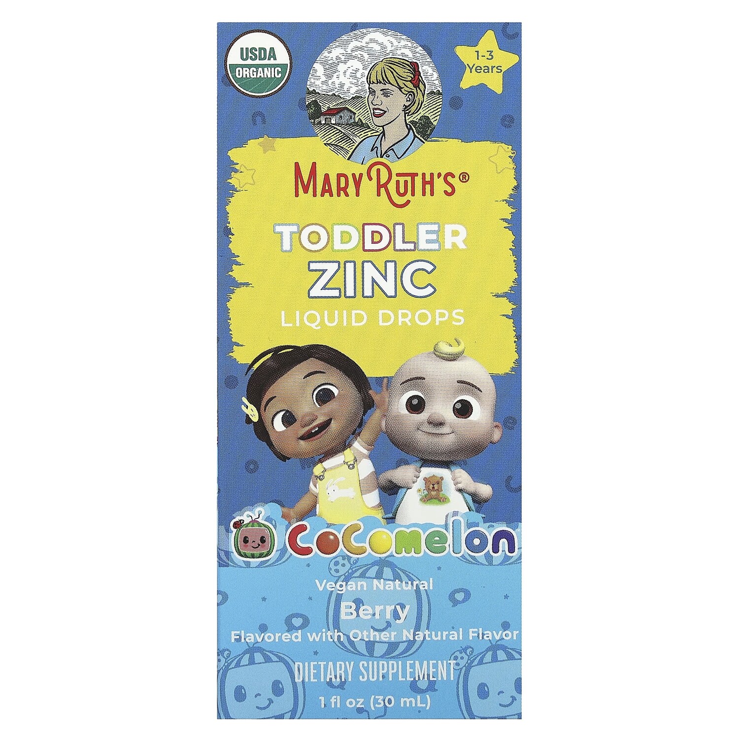 

Жидкие цинковые капли MaryRuth's Cocomelon для малышей, 30 мл