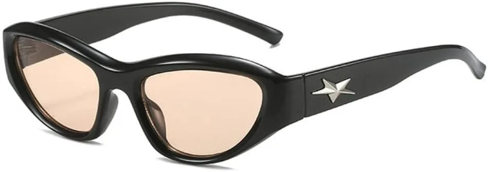 

Панк-спортивные солнцезащитные очки «кошачий глаз» для женщин, винтажные солнцезащитные очки для мужчин, защита от ультрафиолета UV400 LANGSER, Champagne