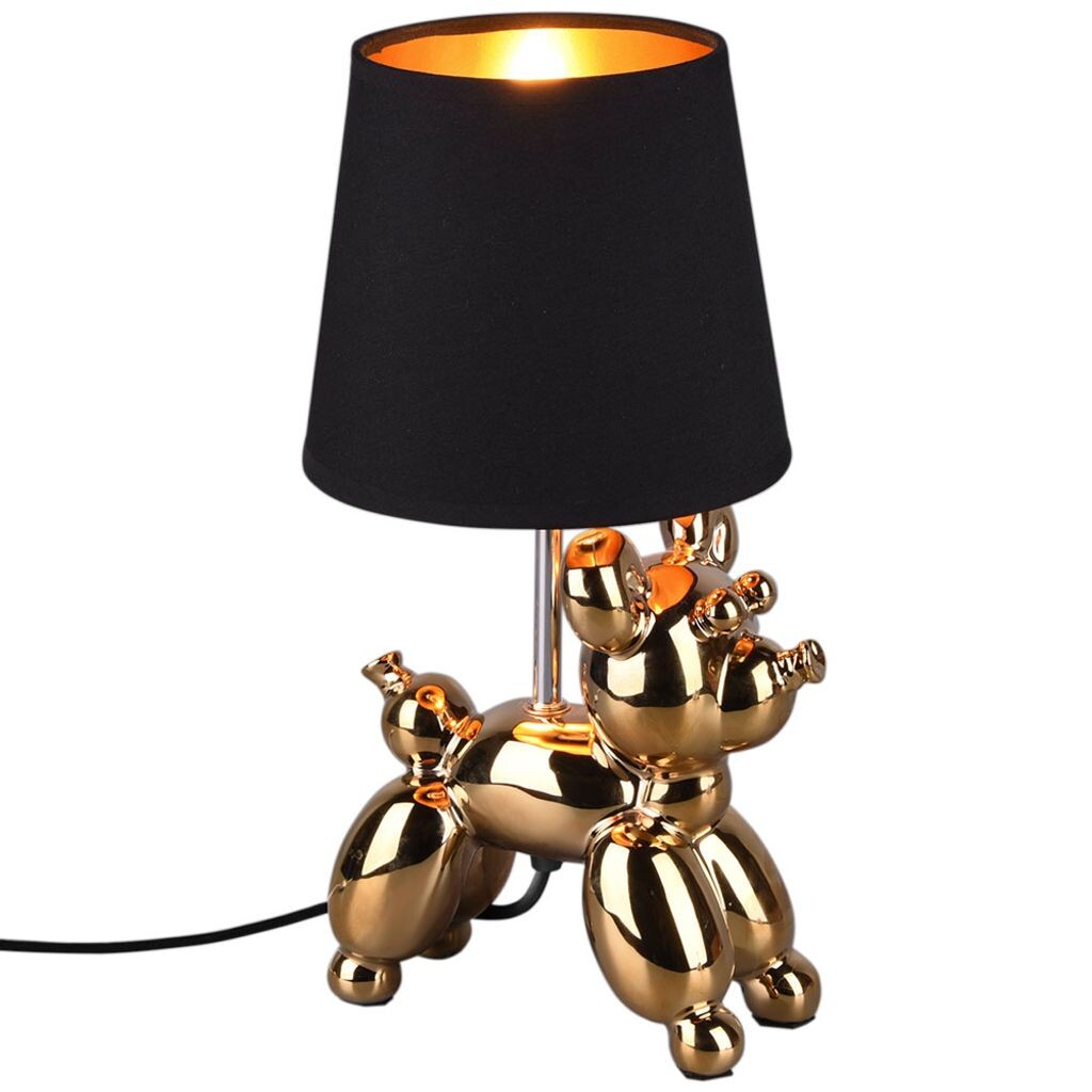 

Настольная лампа RGB LED, собака, керамическое золото, текстиль черный etc-shop