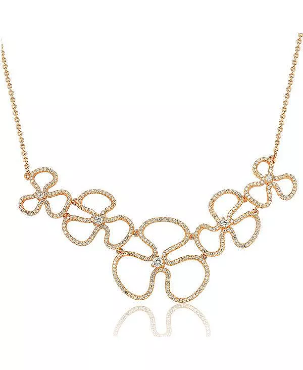 

Тонкое ожерелье-нагрудник с подвеской в виде цветка от Suzy Levian из стерлингового серебра с кубическим цирконием Suzy Levian New York, rose