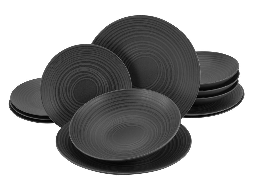 

CreaTable, 23205, Lava Stone Black, набор тарелок из 12 предметов, керамика, черный