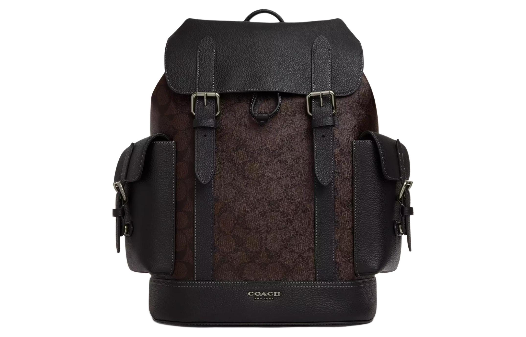 

Hudson Canvas С Рожковым Кожаным Рюкзаком Большого Размера Мужской Махагон и Чёрный COACH