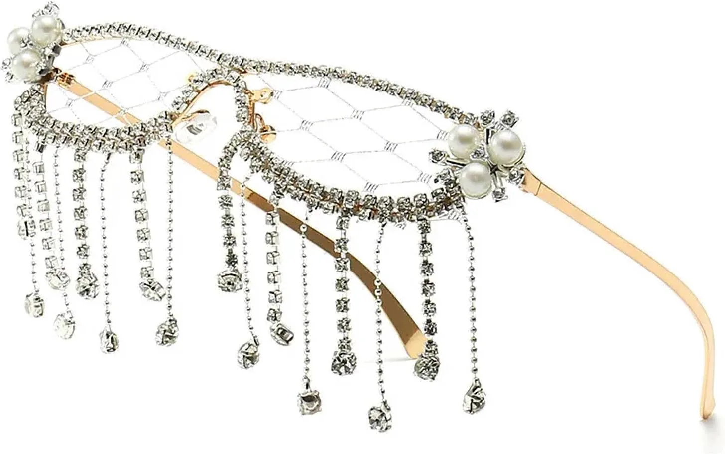 

Модные солнцезащитные очки с кисточками и бриллиантами для женщин, роскошные, со стразами и кристаллами, в стиле стимпанк, сетчатые, без линз TVTBBVV, C1