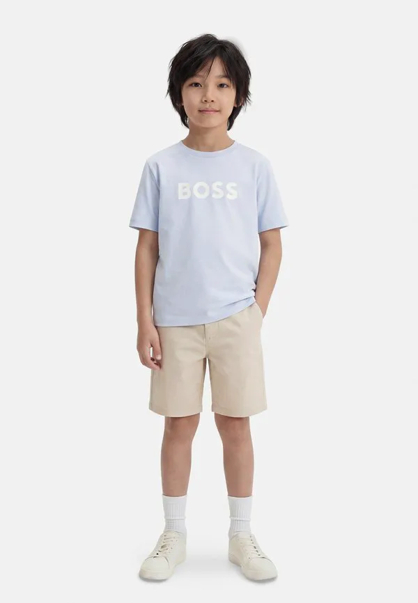 Детская/Подростковая футболка с короткими рукавами, унисекс, с принтом. Boss Kidswear, Pale Blue