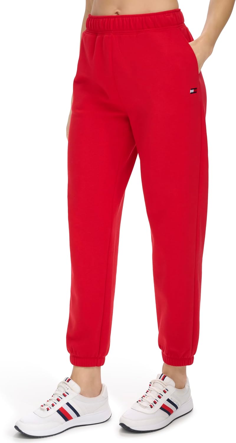 Женские флисовые джоггеры Tommy Hilfiger с вышитым флагом и эластичным поясом, Rich Red — фото 2