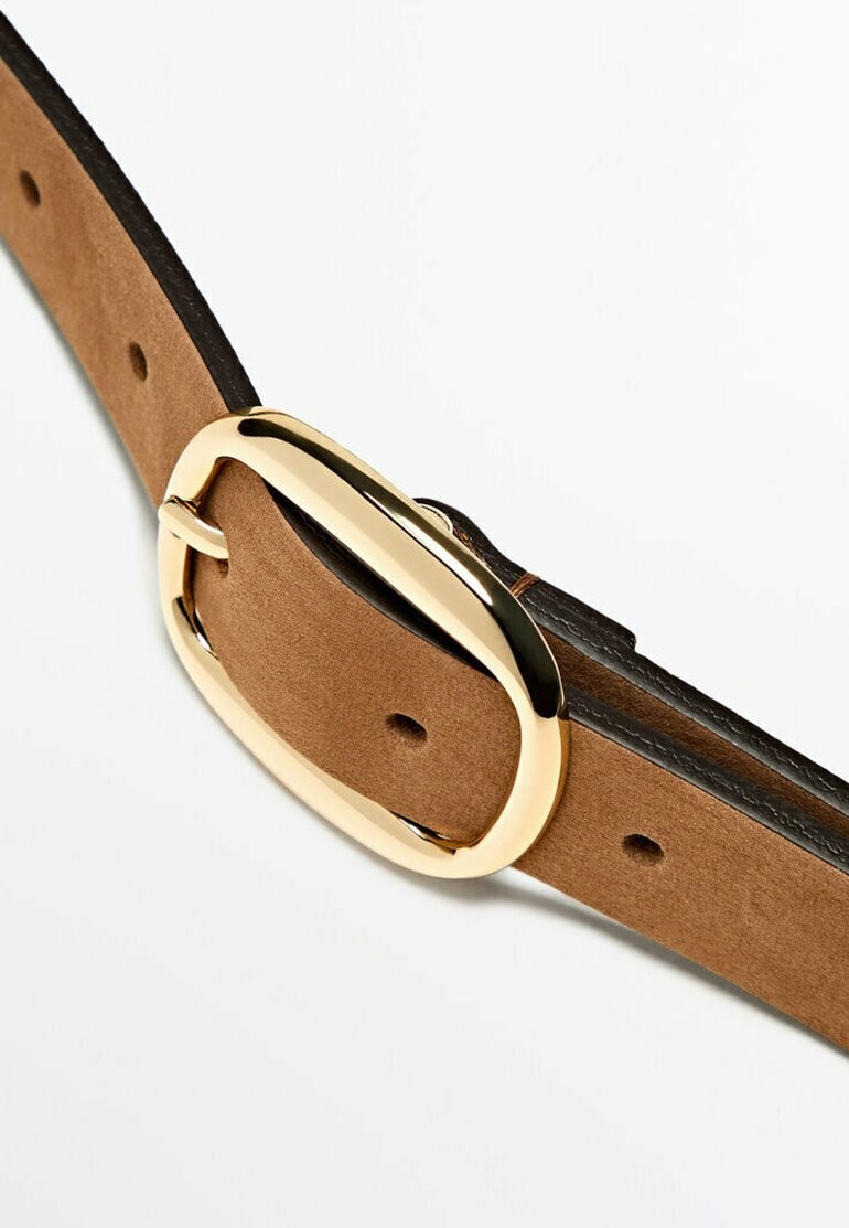 

Ремень With Oval Buckle Massimo Dutti, коричневый