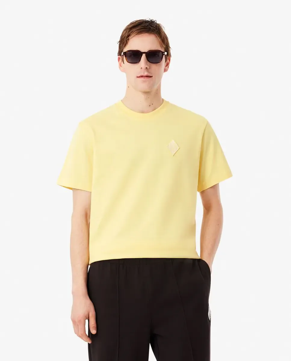 Толстовка Lacoste мужская классического кроя с контрастной желтой нашивкой, желтый