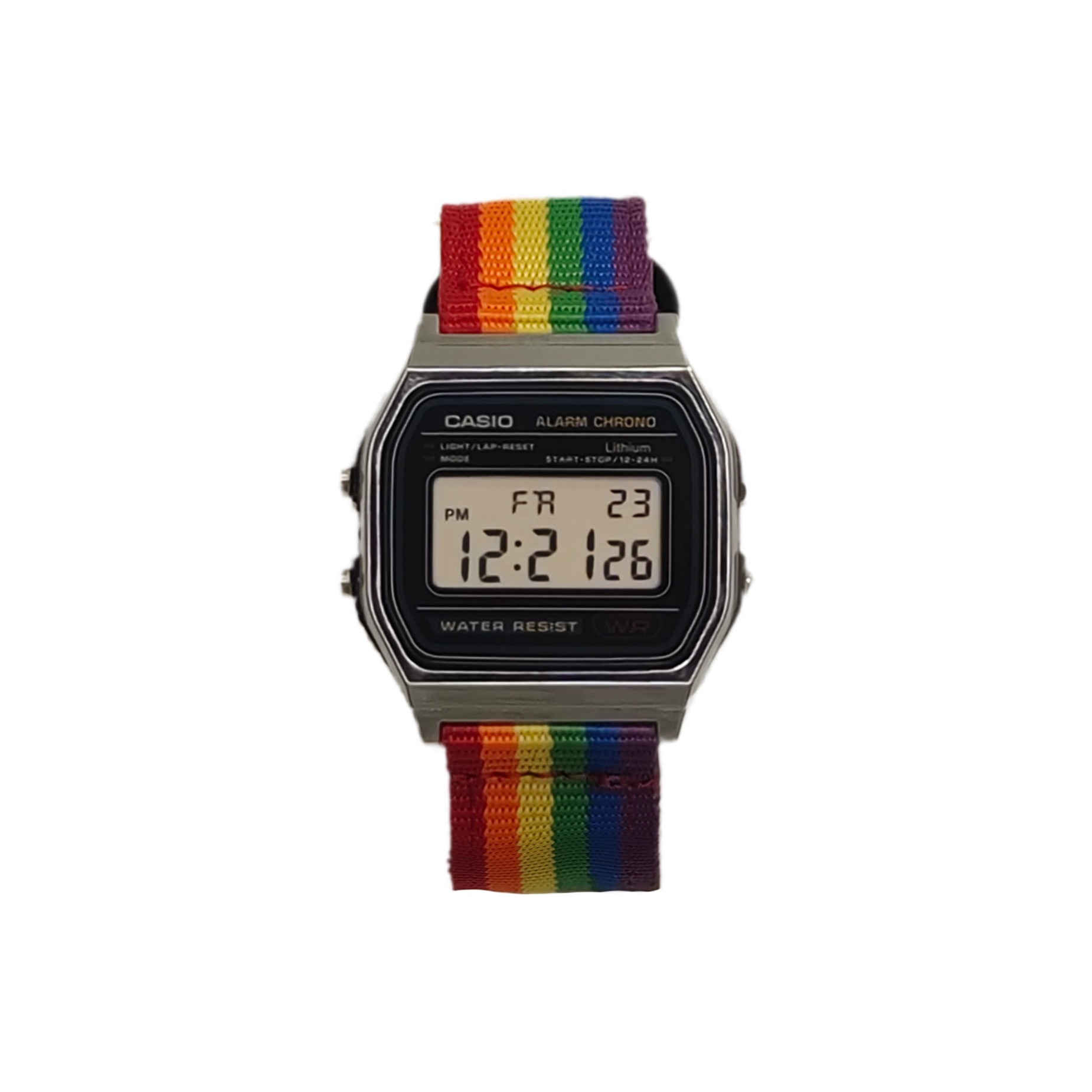 

CASIO Часы Unisex YOUTH Black Watch, Silver Block Stripes Rainbow